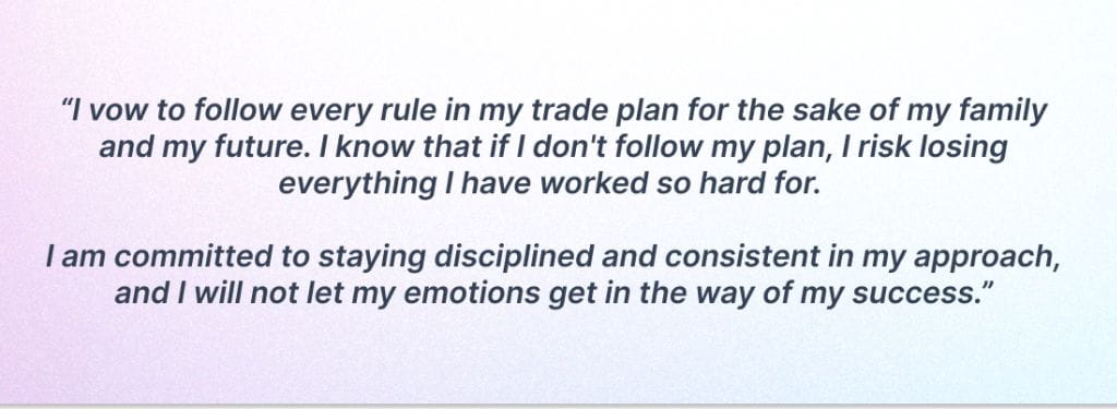 A trading plan vow to manage trading risk - TradeZella